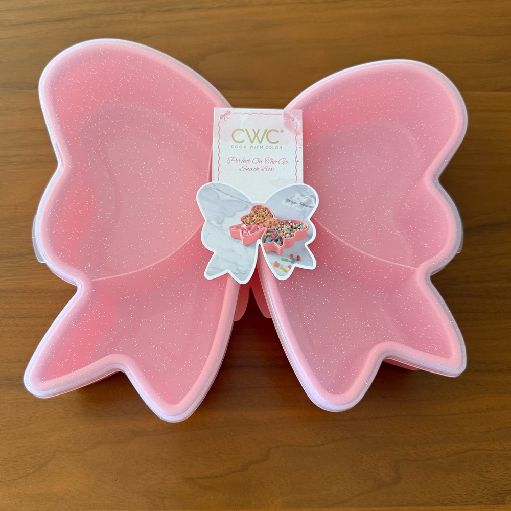 Large Sparkle Bow Snack Box Food Storage Container Valentine SHIP ASAP CWC Pink - Picture 6 of 11